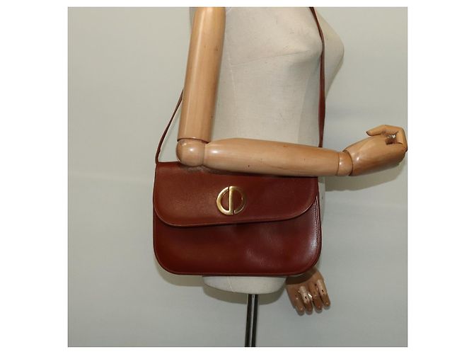 Christian Dior Schultertasche aus braunem Leder mit Gold Auth fm4829 Golden - Ansicht 21