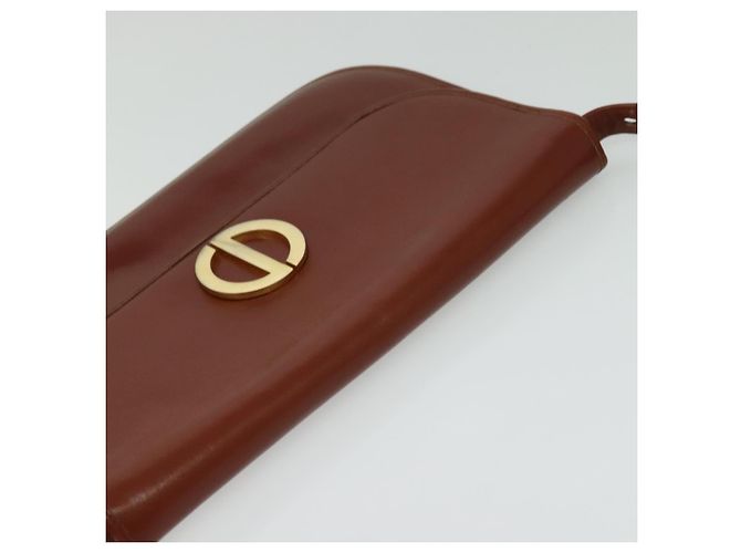 Christian Dior Schultertasche aus braunem Leder mit Gold Auth fm4829 Golden - Ansicht 6