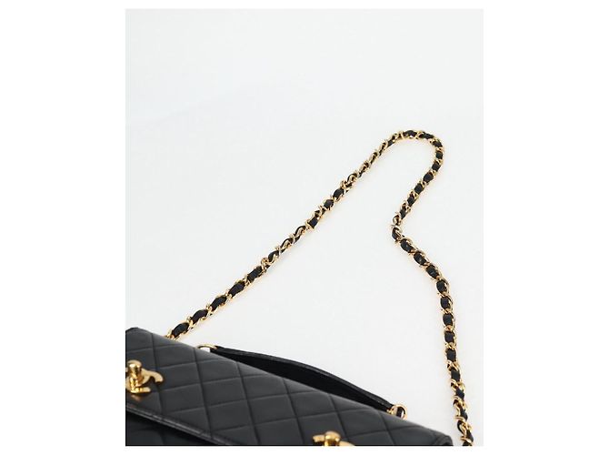 CHANEL Matelassé Doppio Chiusura Coco Borsa Catena Pelle di Agnello CC Auth 138976SA Nero D'oro - vista 15