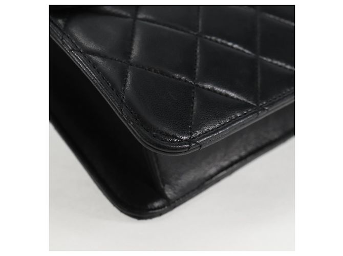 CHANEL Matelassé Doppio Chiusura Coco Borsa Catena Pelle di Agnello CC Auth 138976SA Nero D'oro - vista 16