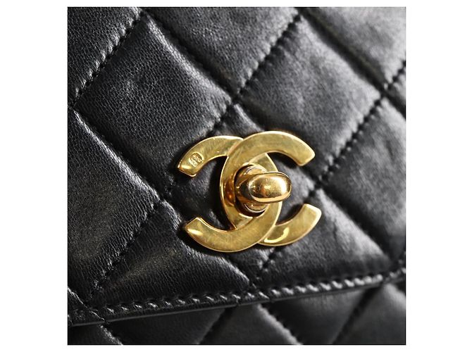 CHANEL Matelassé Doppio Chiusura Coco Borsa Catena Pelle di Agnello CC Auth 138976SA Nero D'oro - vista 20