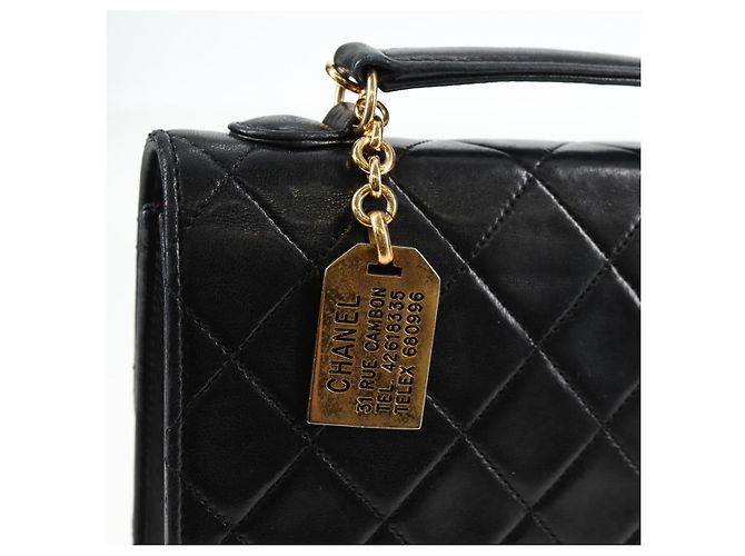 CHANEL Matelassé Doppio Chiusura Coco Borsa Catena Pelle di Agnello CC Auth 138976SA Nero D'oro - vista 21