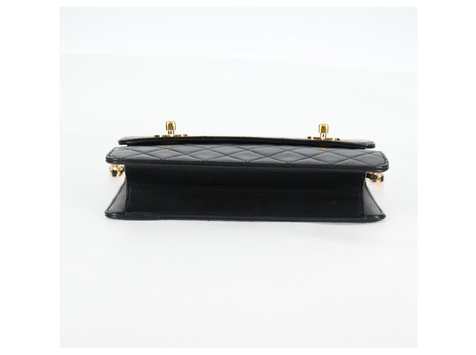 CHANEL Matelassé Doppio Chiusura Coco Borsa Catena Pelle di Agnello CC Auth 138976SA Nero D'oro - vista 5