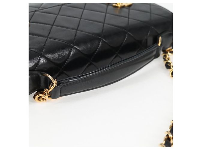 CHANEL Matelassé Doppio Chiusura Coco Borsa Catena Pelle di Agnello CC Auth 138976SA Nero D'oro - vista 7