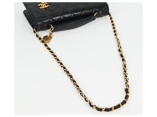 CHANEL Matelassé Doppio Chiusura Coco Borsa Catena Pelle di Agnello CC Auth 138976SA Nero D'oro - vista 8