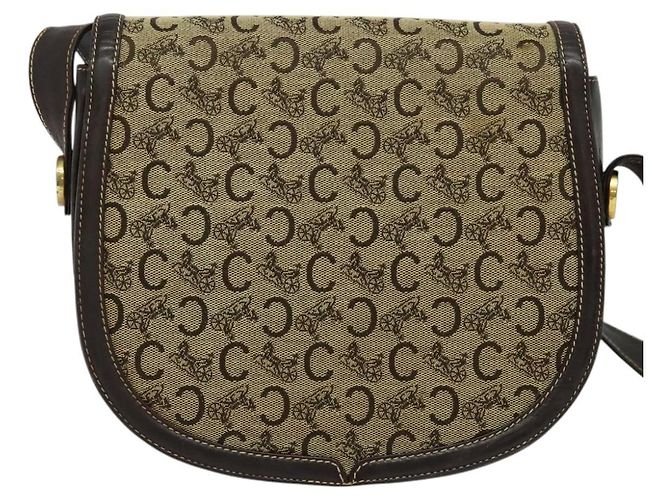 Céline CELINE C Sulky Schultertasche aus Canvas Beige Gold Auth 139534 Golden - Ansicht 2