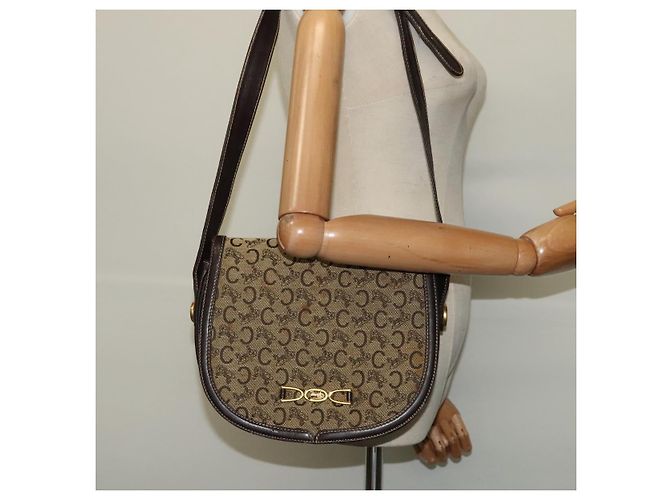 Céline CELINE C Sulky Schultertasche aus Canvas Beige Gold Auth 139534 Golden - Ansicht 22