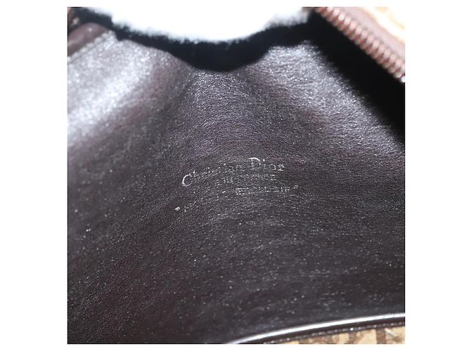 Borsa a mano in tela Trotter Christian Dior marrone oro Auth 140092 - vista 10