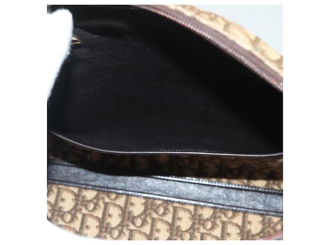 Borsa a mano in tela Trotter Christian Dior marrone oro Auth 140092 - vista 12