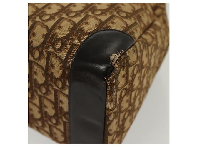 Borsa a mano in tela Trotter Christian Dior marrone oro Auth 140092 - vista 15