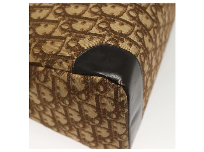 Borsa a mano in tela Trotter Christian Dior marrone oro Auth 140092 - vista 16