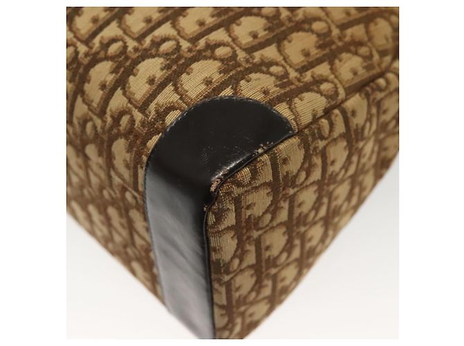 Borsa a mano in tela Trotter Christian Dior marrone oro Auth 140092 - vista 17