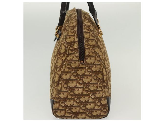 Borsa a mano in tela Trotter Christian Dior marrone oro Auth 140092 - vista 3