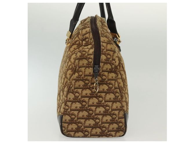 Borsa a mano in tela Trotter Christian Dior marrone oro Auth 140092 - vista 4