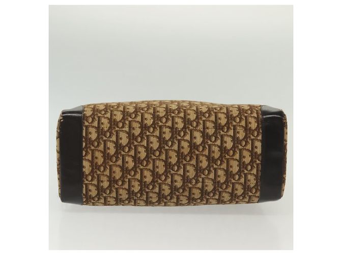 Borsa a mano in tela Trotter Christian Dior marrone oro Auth 140092 - vista 5