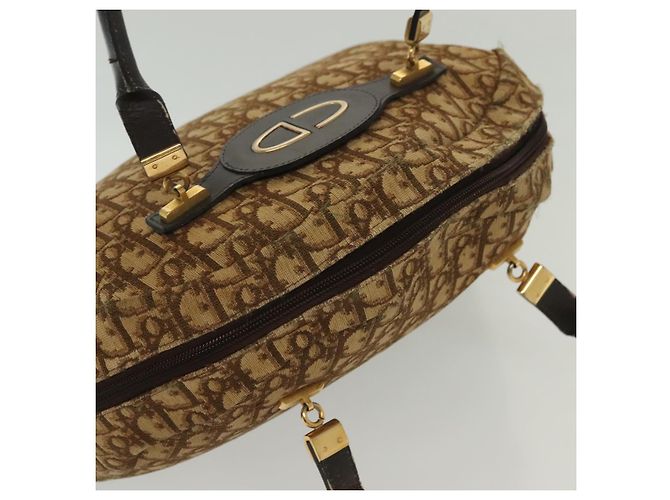 Borsa a mano in tela Trotter Christian Dior marrone oro Auth 140092 - vista 6