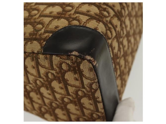 Borsa a mano in tela Trotter Christian Dior marrone oro Auth 140092 - vista 8
