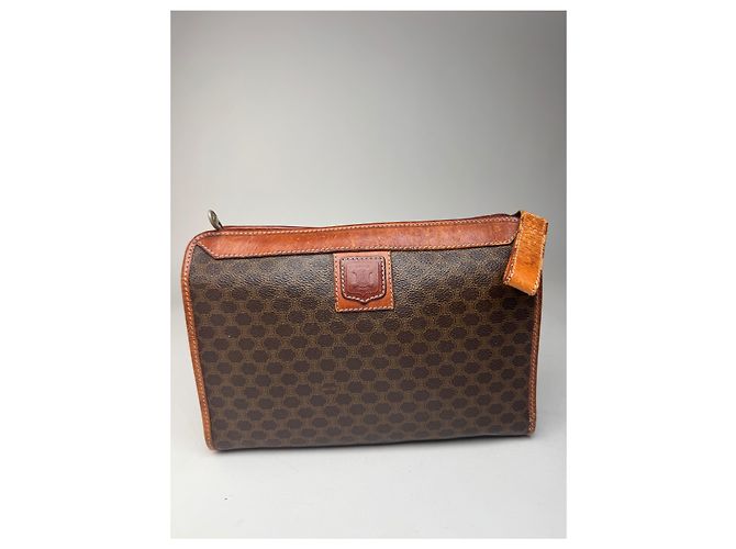 Céline Clutch in pelle vintage Celine Paris marrone - vista 11