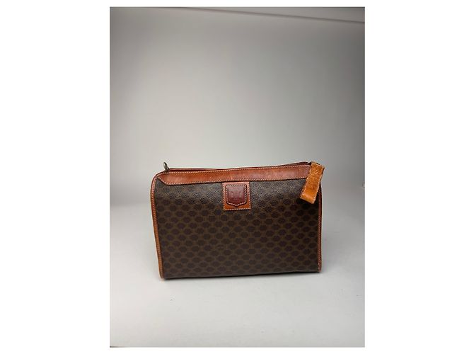 Céline Clutch in pelle vintage Celine Paris marrone - vista 14