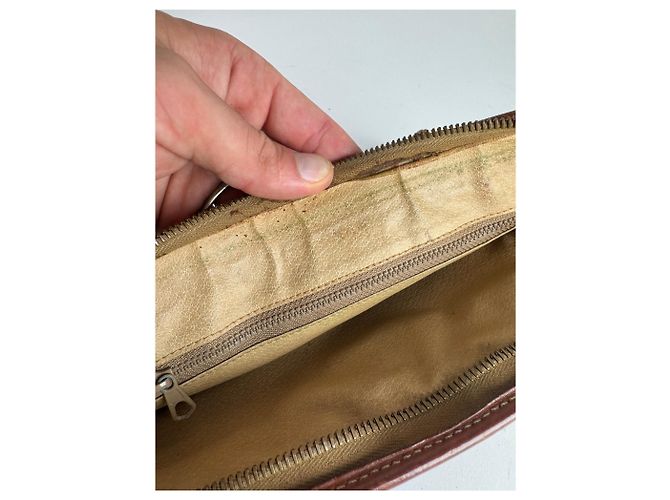 Céline Clutch in pelle vintage Celine Paris marrone - vista 3
