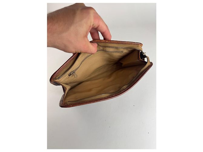 Céline Clutch in pelle vintage Celine Paris marrone - vista 4