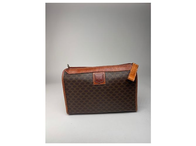 Céline Clutch in pelle vintage Celine Paris marrone - vista 5
