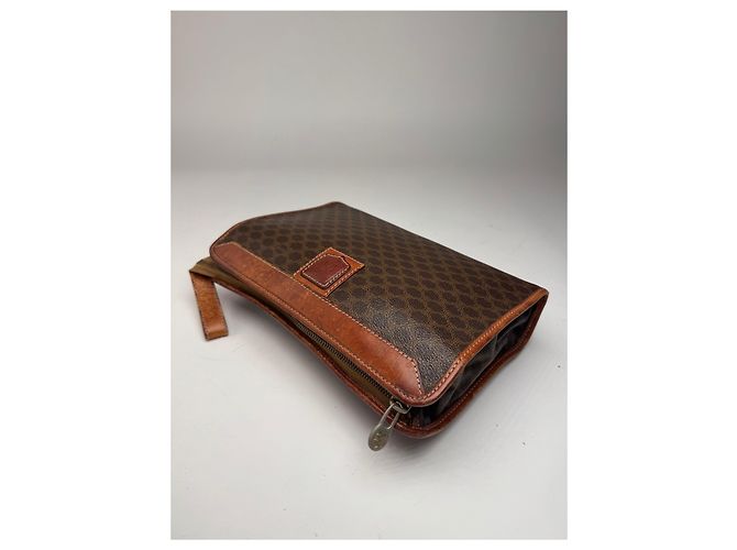 Céline Clutch in pelle vintage Celine Paris marrone - vista 7