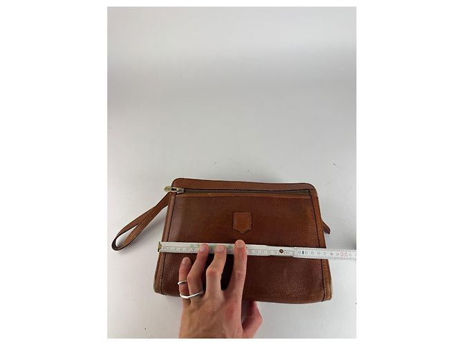 Céline Clutch in pelle vintage Celine Paris marrone - vista 12