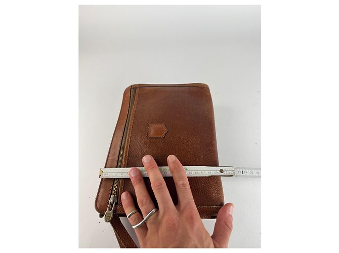 Céline Clutch in pelle vintage Celine Paris marrone - vista 13