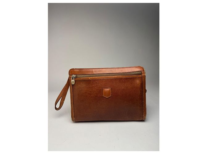 Céline Clutch in pelle vintage Celine Paris marrone - vista 14