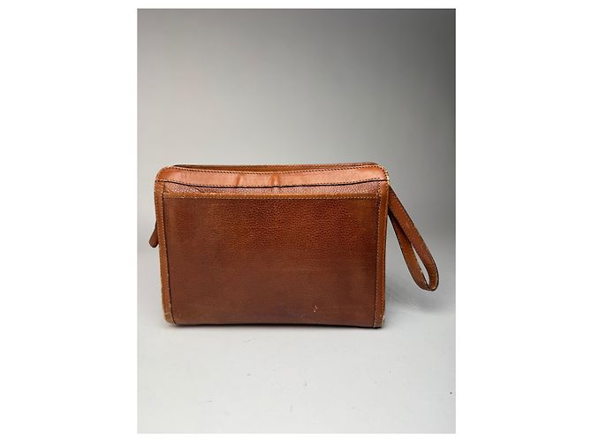 Céline Clutch in pelle vintage Celine Paris marrone - vista 2