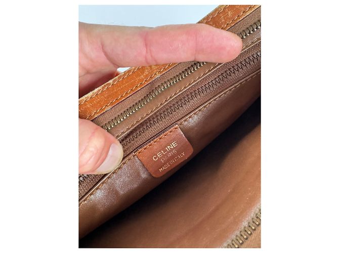 Céline Clutch in pelle vintage Celine Paris marrone - vista 4