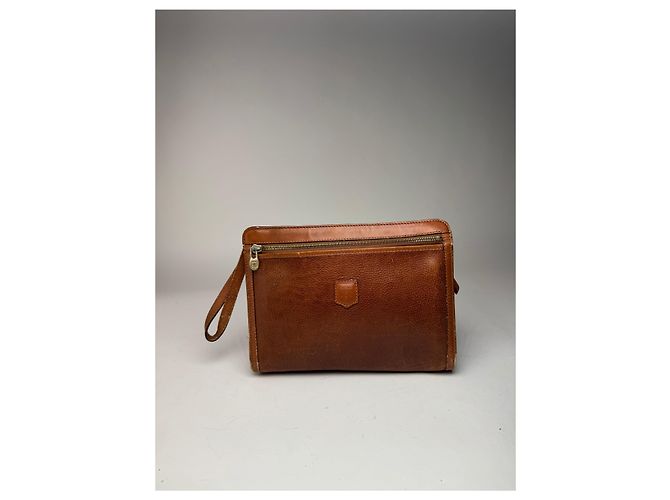 Céline Clutch in pelle vintage Celine Paris marrone - vista 6