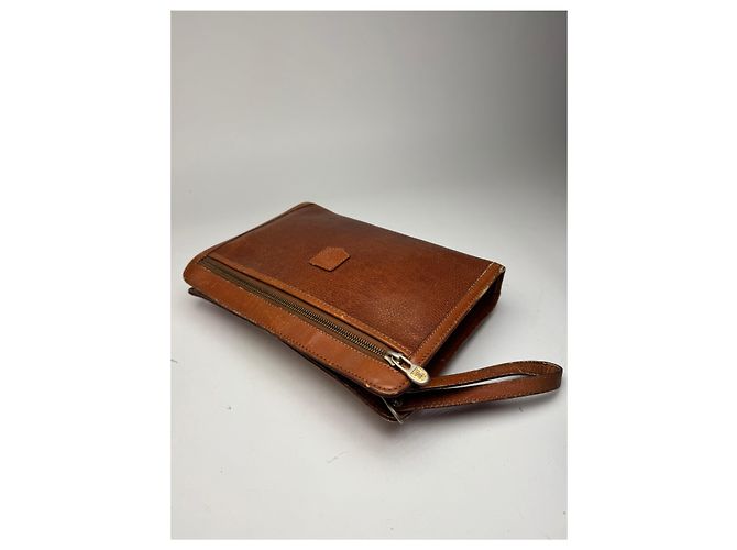 Céline Clutch in pelle vintage Celine Paris marrone - vista 8