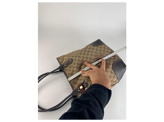 Vintage Gucci Monogramm Leder Tasche beige braun - Ansicht 10
