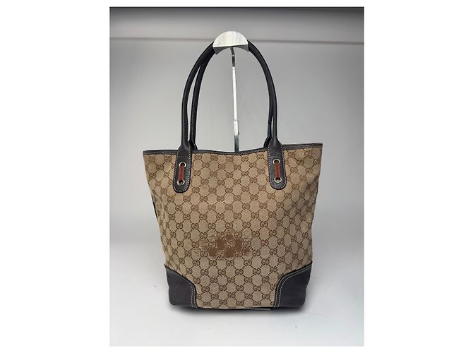 Vintage Gucci Monogramm Leder Tasche beige braun - Ansicht 14