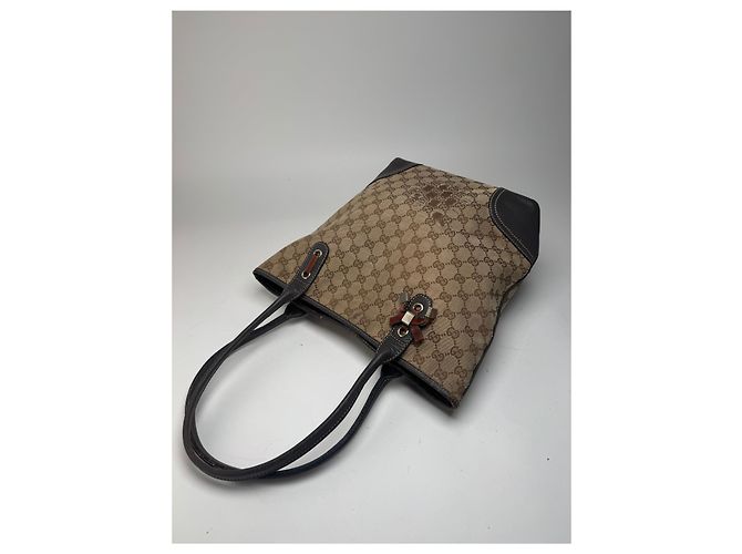 Vintage Gucci Monogramm Leder Tasche beige braun - Ansicht 9
