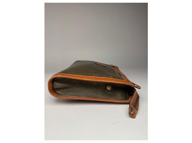 Céline Clutch in pelle vintage Celine Paris marrone verde - vista 10