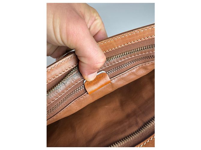 Céline Clutch in pelle vintage Celine Paris marrone verde - vista 5