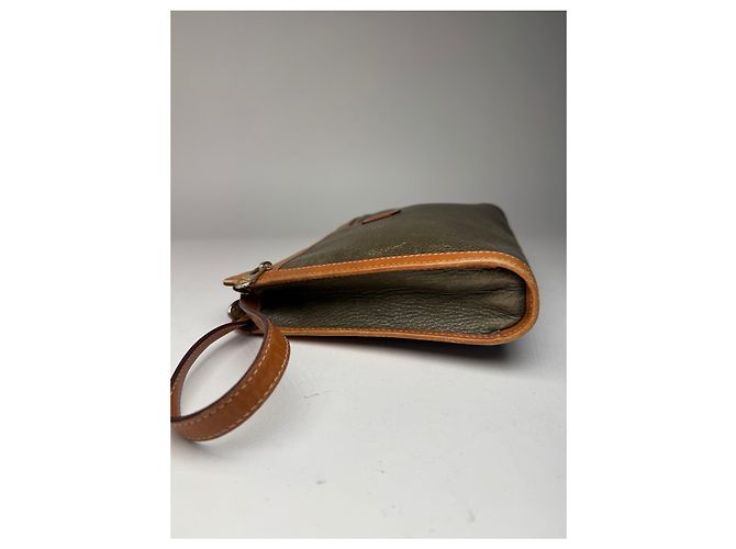 Céline Clutch in pelle vintage Celine Paris marrone verde - vista 8