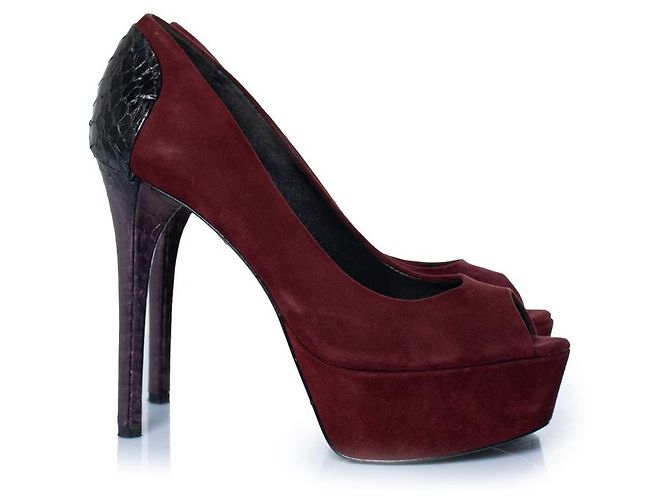 Brian Atwood, décolleté in suede bordeaux Rosso - vista 4