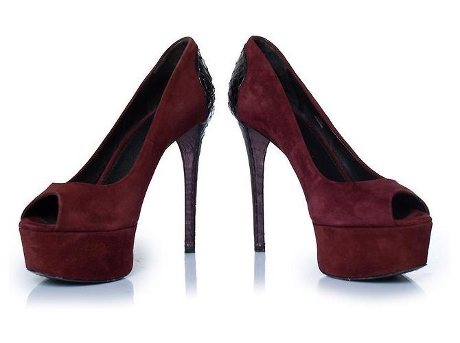 Brian Atwood, décolleté in suede bordeaux Rosso - vista 6