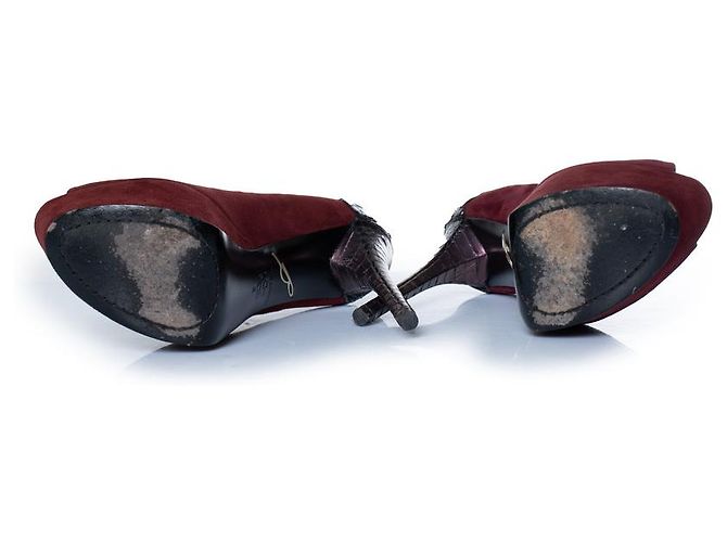 Brian Atwood, décolleté in suede bordeaux Rosso - vista 7