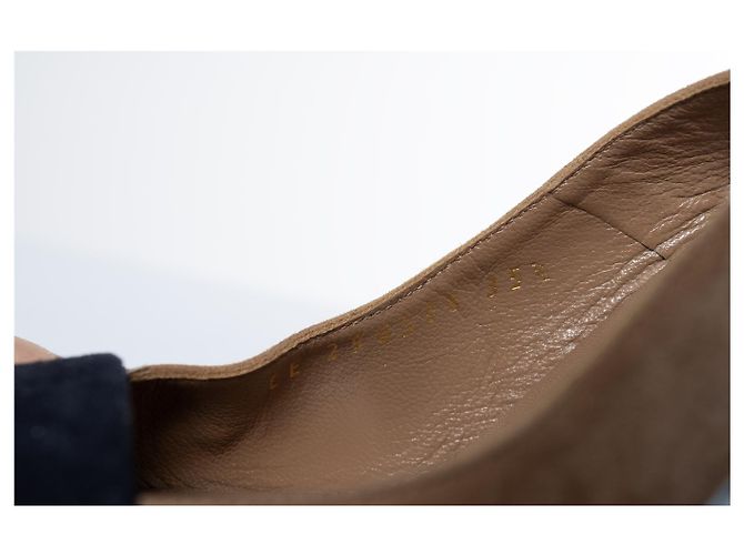 Yves Saint Laurent, décolleté platform in suede tricolore Marrone Nero Porpora - vista 8