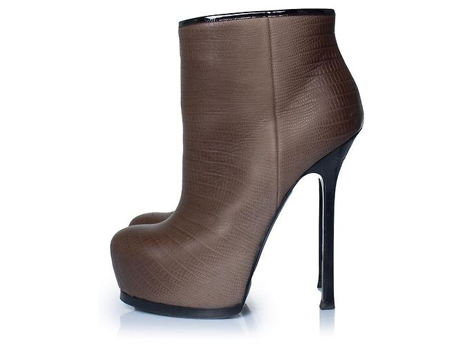 Botines de cuero Tribute Yves Saint Laurent Castaño - vista 2