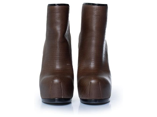 Botines de cuero Tribute Yves Saint Laurent Castaño - vista 3