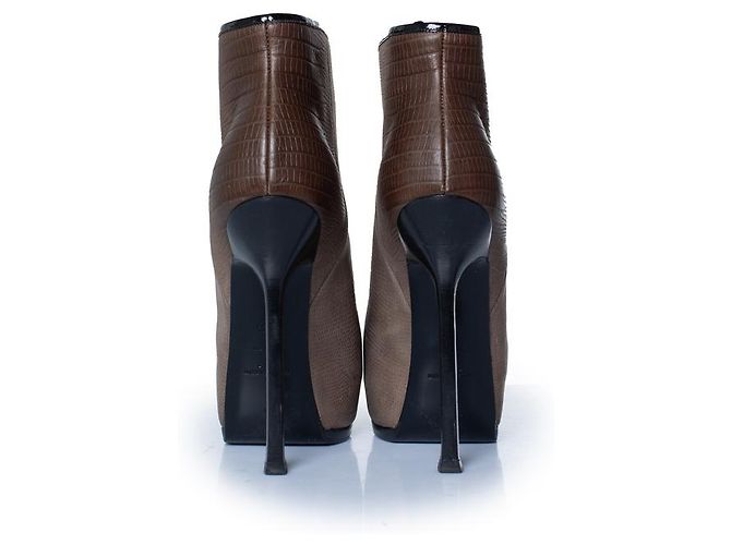 Botines de cuero Tribute Yves Saint Laurent Castaño - vista 6