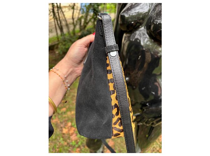 Bolsa de mão Claudie Pierlot em couro marrom preto - vista 7