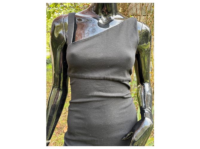 Diane Von Furstenberg Schwarzes Kleid mit asymmetrischen Trägern - Ansicht 2