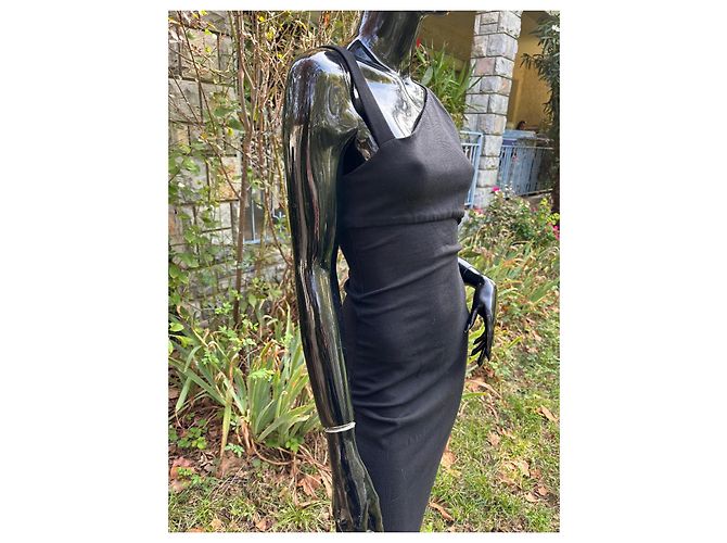Diane Von Furstenberg Schwarzes Kleid mit asymmetrischen Trägern - Ansicht 3